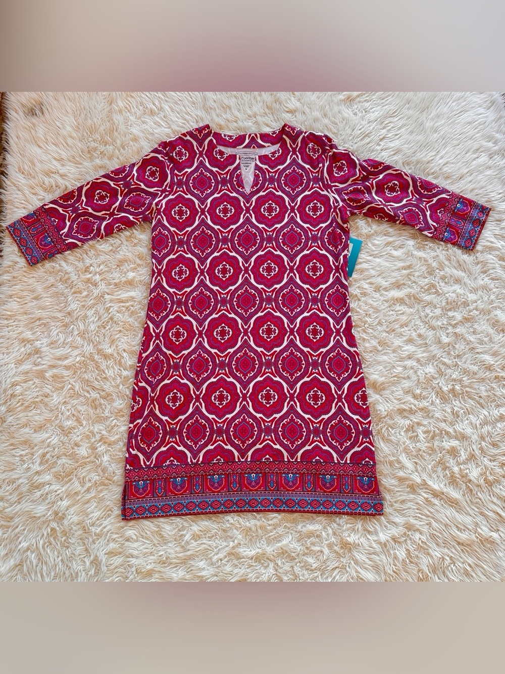 NWT Coolibar Oceanside Tunic Dress UPF 50+ pink print Medium